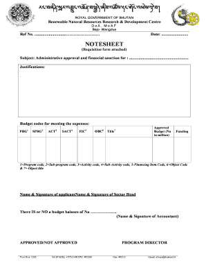 Note Sheet for Approval  Form