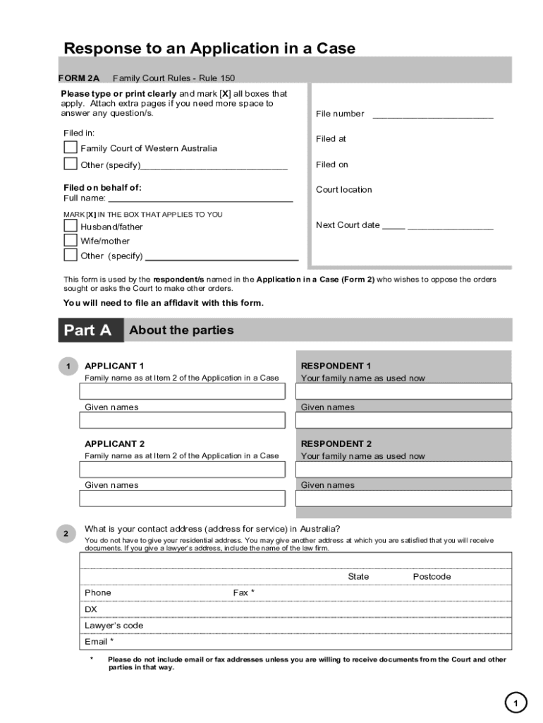  Australia Family Court Application 2021-2024