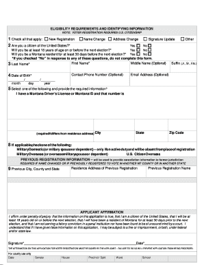  Montana Voter Registration Application Montana Secretary of State 2017