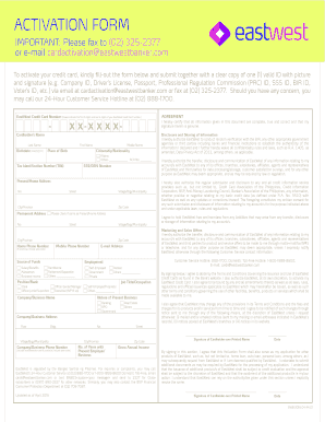 How to Activate Eastwest Credit Card  Form