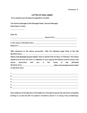 Disclaimer Letter  Form