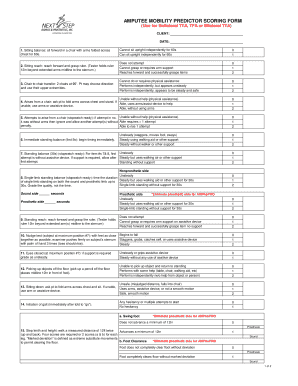 Amputee Mobility Predictor  Form