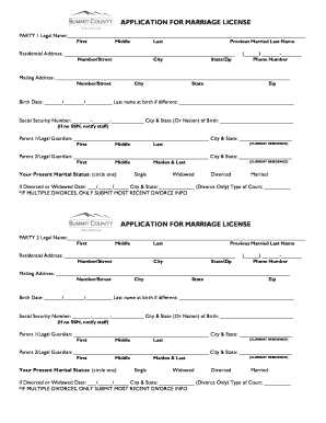 Marriage Application  Form