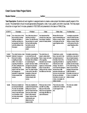 Video Project Rubric  Form