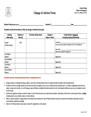 Change of Adviser Form inside Scripps Scripps College