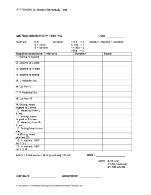 Motion Sensitivity Quotient PDF  Form