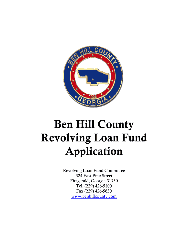Ben Hill County Revolving Loan Fund Application  Form