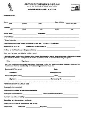 Groton Sportsmen&#039;s Club  Form