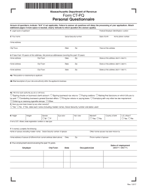 Personal Questionnaire  Form