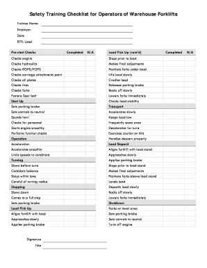 Warehouse Forklift Form DOC