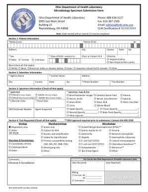  ODH Microbiology Form 2530 Ashtabula County Health Department 2013