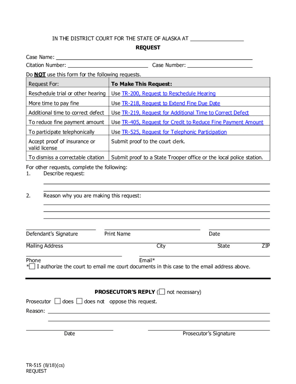  TR 515 Request Traffic Form 2018-2024