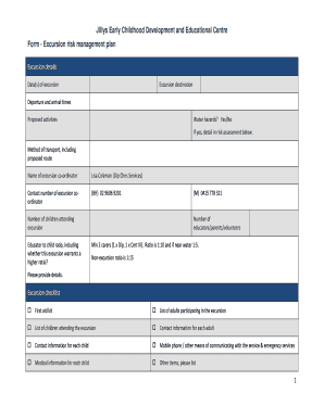 Form Excursion Risk Management Plan Jillys Educational