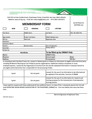 Ornap Membership Form