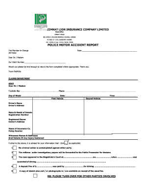 Zimnat Lion Insurance Company Limited Hunt Adams &amp;amp; Associates  Form