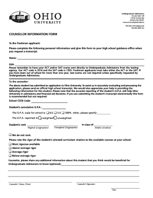 School Counselor Information Form