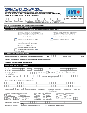 Personal Financing I Application Form V6x