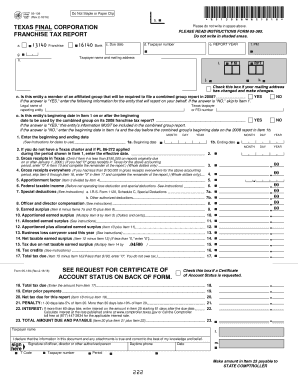 05 139, Texas Final Corporation Franchise Tax Texas  Form