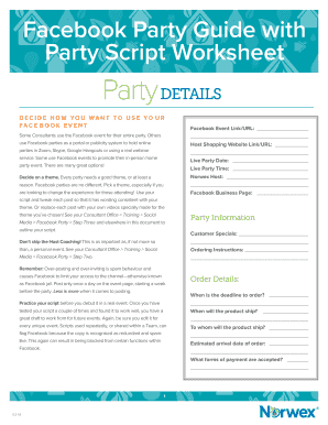 Norwex Facebook Party Script  Form