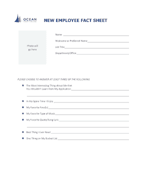 Employee Fun Fact Sheet  Form