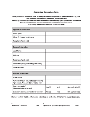 Apprenticeship Completion Form