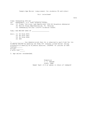 Age Waiver Sample  Form