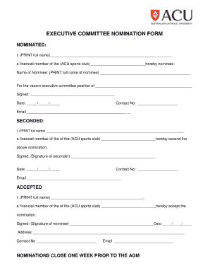 Committee Nomination Form Template