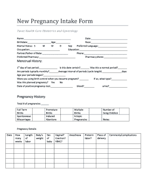 New Pregnancy Intake Form