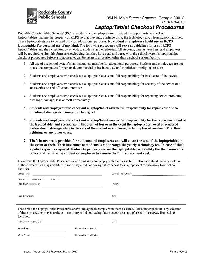  Laptop Checkout Form 2017-2024