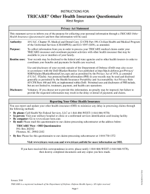  Tricare Other Health Insurance Ohi Questionnaire 2018-2024