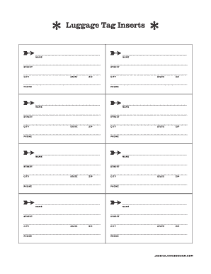 Luggage Tag Insert  Form