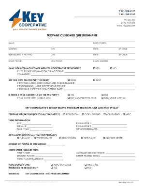 PROPANE CUSTOMER QUESTIONNAIRE Key Cooperative  Form