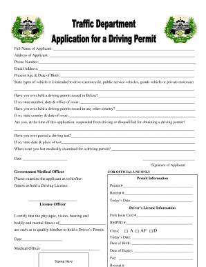  Belize Driver&#039;s License Application Form 2017