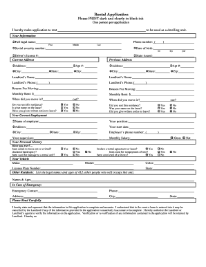 Hawaii Rental Application  Form
