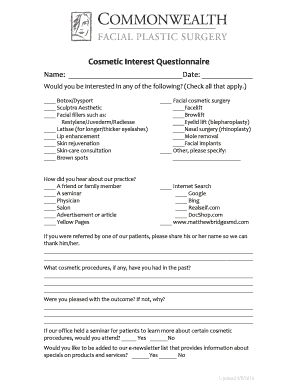 Questionnaire Aesthetic  Form