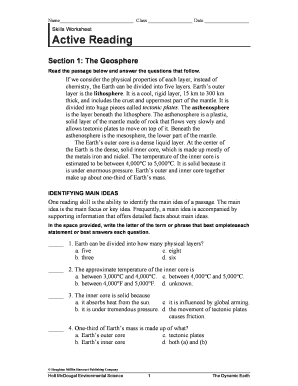Geosphere Worksheet PDF  Form