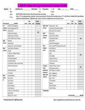 Icu Cleaning Checklist  Form