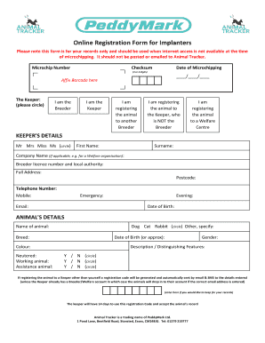 Online Registration Form for Implanters