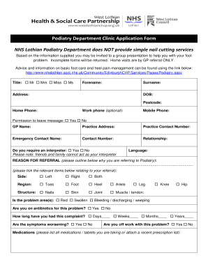 Nhs Lothian Podiatry Self Referral Form