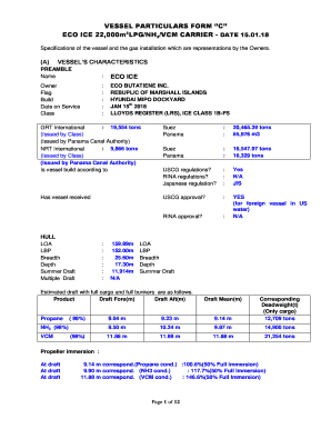 Vessel Particulars  Form