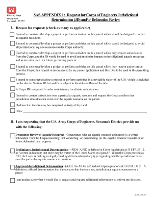 SAS APPENDIX 1 Request for Corps of Engineers Jurisdictional  Form