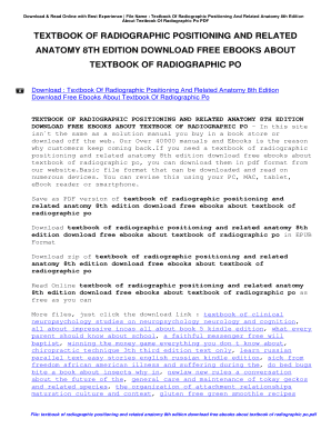 Radiographic Positioning and Related Anatomy PDF  Form