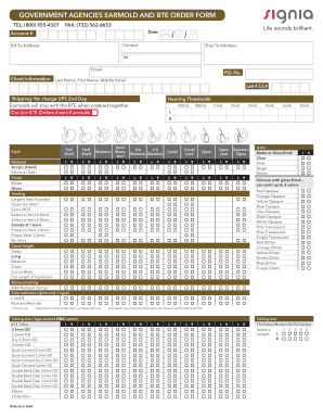 Signia Earmold Order Form