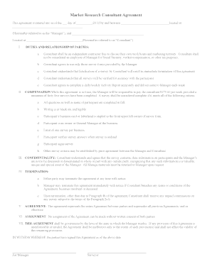 Market Research Contract Template  Form