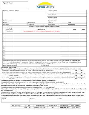  Dawn Meats Cattle Entry Form 2017-2024