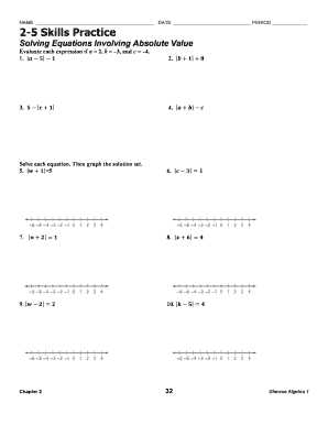 2 5 Practice Solving Equations Involving Absolute Value Answer Key  Form