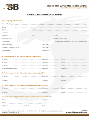 Client Registration Form BCR PG1 Belhasa Car Rental