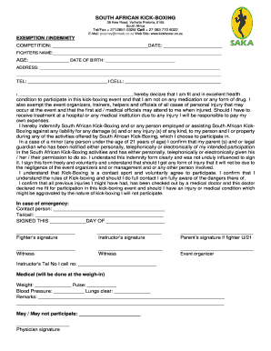  Indemnity Form Template South Africa 2015-2024