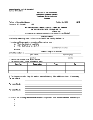 Sample Petition for Correction of Clerical Error  Form
