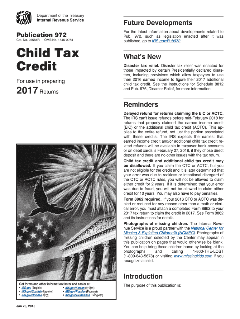 Get and Sign Publication 972 , Child Tax Credit Internal IRS Gov 2017 Form